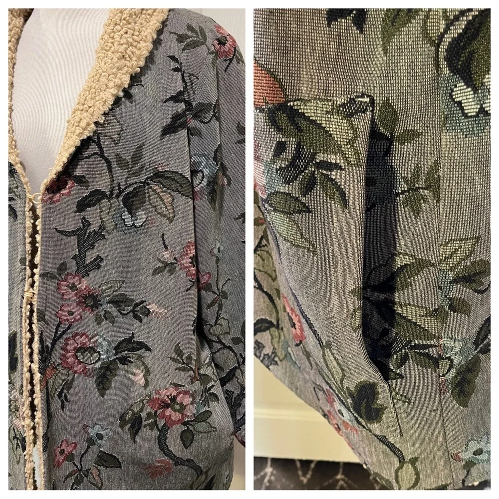 SUNDANCE Sherpa Reversible Augusta Floral Coat